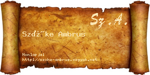 Szőke Ambrus névjegykártya